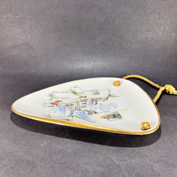 Vtg Alka Kunst Porcelain Wall Hang Plate White Rialto Germany Bavaria MCM 50s - Picture 9 of 16